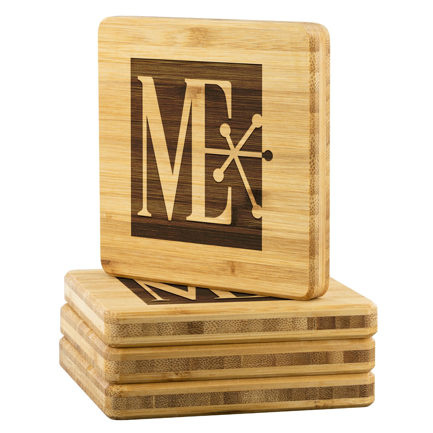 Metra ME 60’s Retro-Bamboo Coaster - 4pc