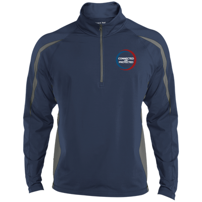 Connected And Protected-Men's Sport Wicking Colorblock 1/2 Zip