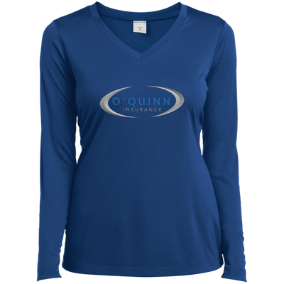 O'Quinn Insurance-Ladies’ Long Sleeve Performance V-Neck Tee