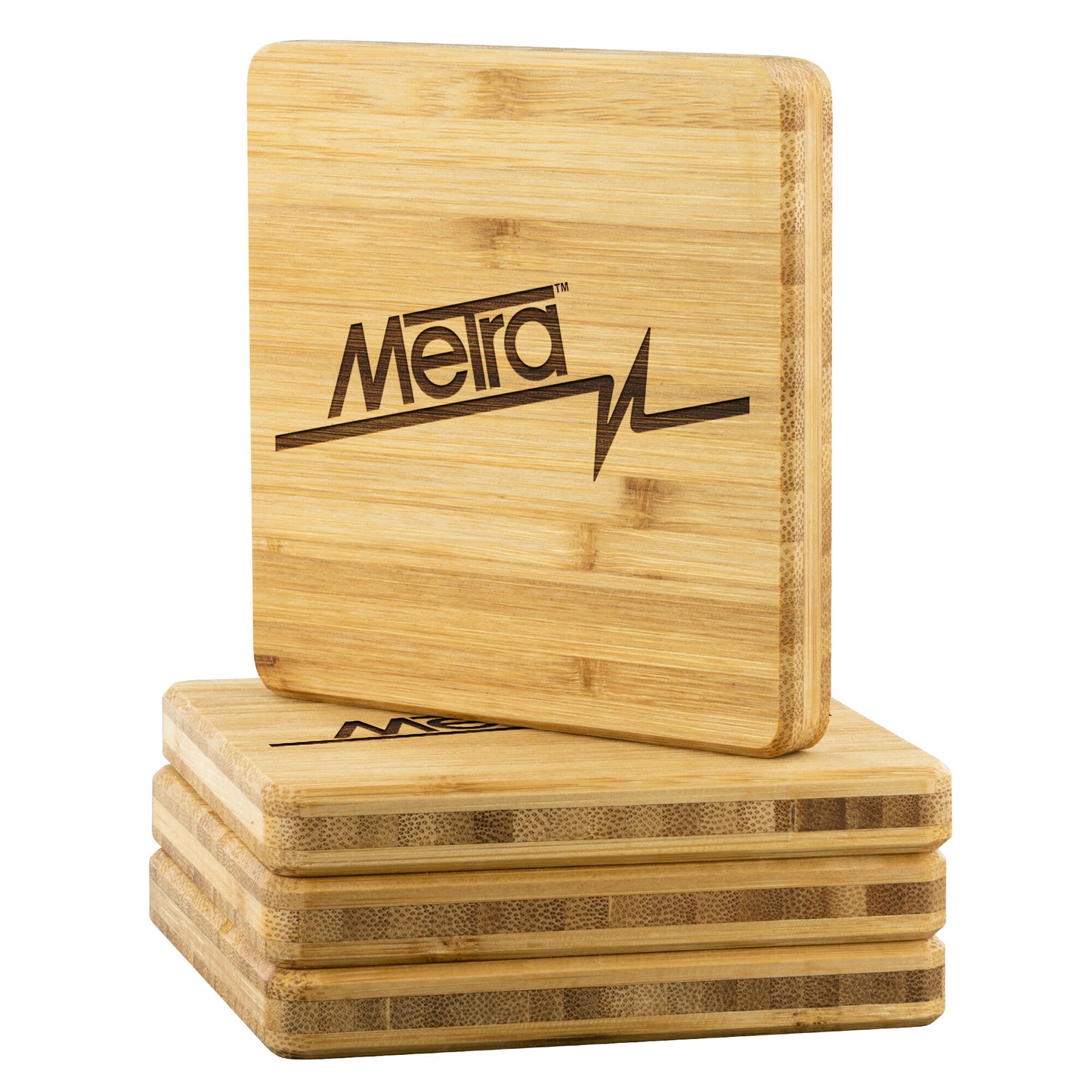 Metra 90’s Retro-Bamboo Coaster - 4pc