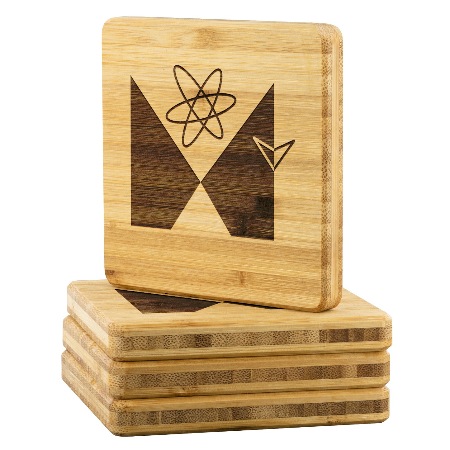 Metravox 50's Retro-Bamboo Coaster - 4pc